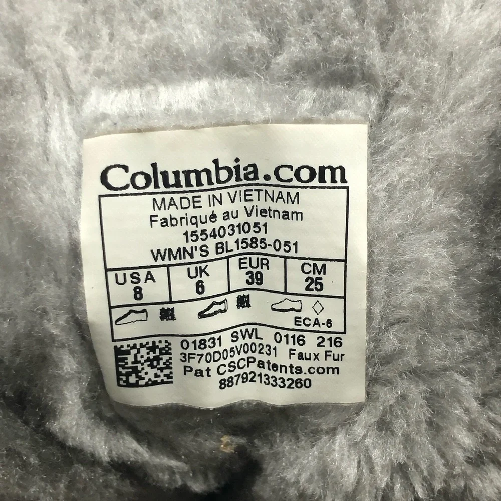 Columbia Boots Women's 8 Gray Minx II Mid Lace Omni Grip Insulated Snow Winter